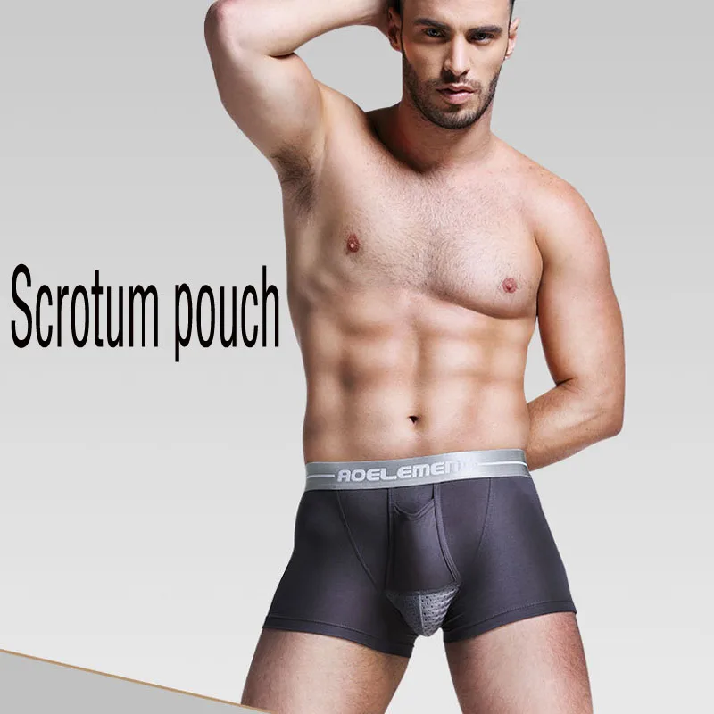 Ropa interior para hombre, función de bolsa de soporte para escroto, boxers separados convexos en modal u