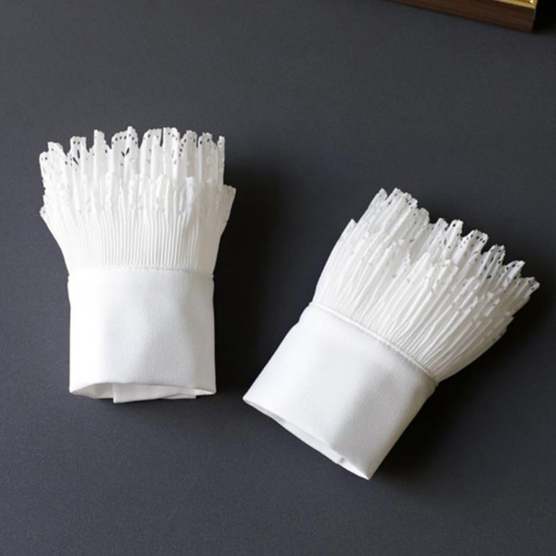 Weiß Gefälschte Hülse Manschette DIY Rüschen Abnehmbare Manschetten Für Frauen Pullover Taste Schwarz Dekoriert Spitze Manschette Gefälschte Ärmeln Krawatte