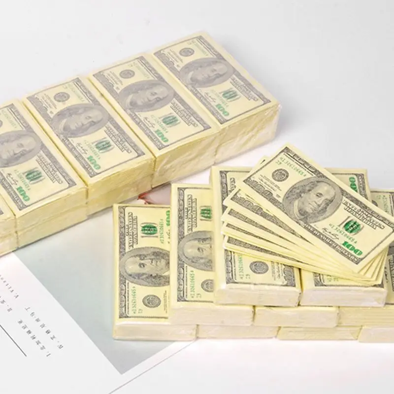 10 Lenzuola/Pack Divertente Dollar Modello Del Tessuto di Carta Usa E Getta Asciugamano Puro Legno di Denaro Portatile Tovagliolo Fazzoletto Partito Da Tavola