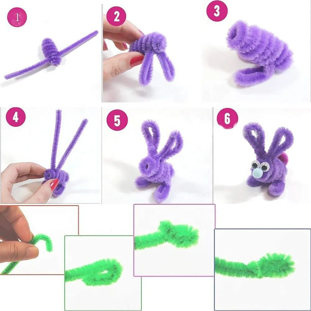 Bộ 50 Viền Thân Ống Trẻ Em Tự Làm Đồ Chơi Sáng Tạo Viền Que Làm Sạch Mẫu Giáo Giáo Dục Handmade Chất Liệu Sang Trọng Que