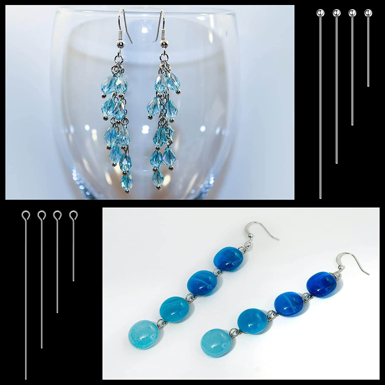 50-100 個ステンレス鋼ヘッドアイフラットヘッドピンゴールドシルバーメッキボールヘッドピンジュエリー所見作成アクセサリー