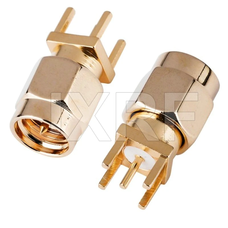 10 Chiếc SMA Nữ Jack Nam Cắm Hàn Edge PCB Thẳng Góc Núi RF Đầu Nối Đồng Cắm Ổ Cắm