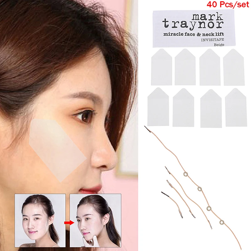 40 Chiếc Vô Hình Mặt Nâng Băng Vô Hình V-Dòng Miếng Dán Ban Nhạc Bộ Mỏng Mặt Dán Xóa Nếp Nhăn Mặt Nâng miếng Dán Cường Lực