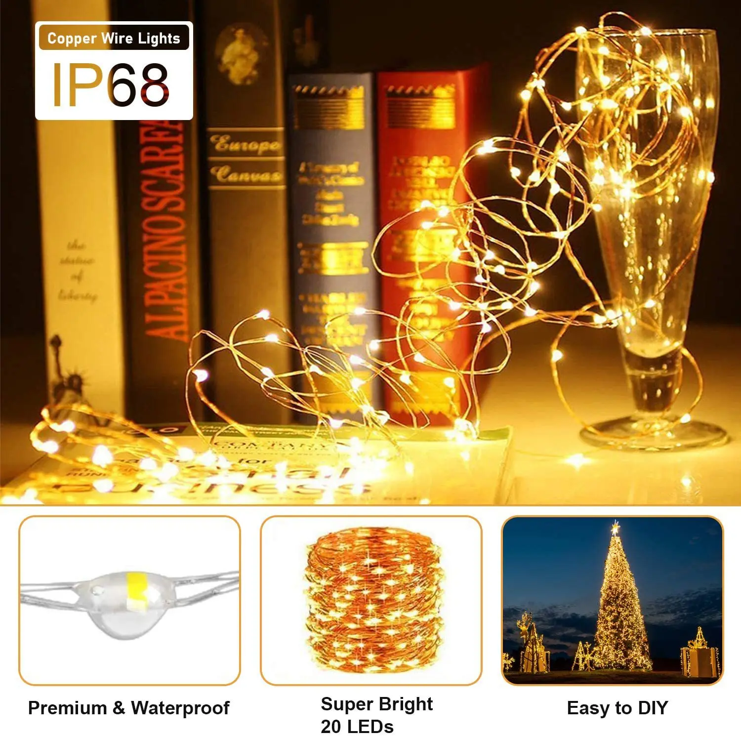12 Chiếc 2M Dây Đồng LED Dây Đèn Pin Ngày Lễ Chiếu Sáng Tiên Garland Cho Cây Giáng Sinh Tiệc Cưới trang Trí