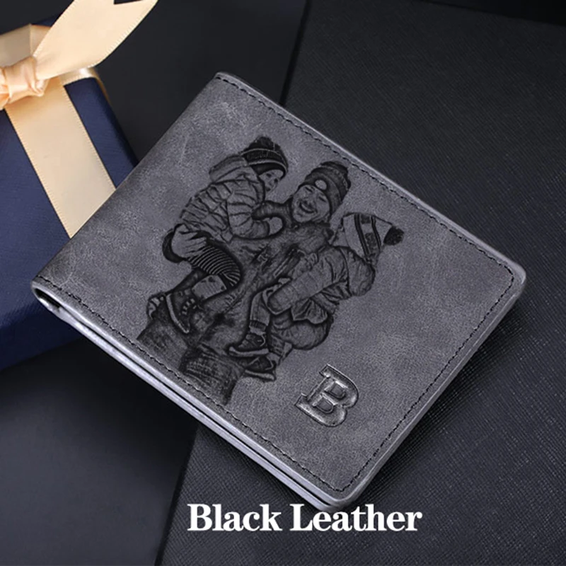 Cartera con imagen, cartera con grabado personalizado, carteras multifunción Retro esmeriladas, tarjetero múltiple, monedero de ocio, regalo del Día del Padre