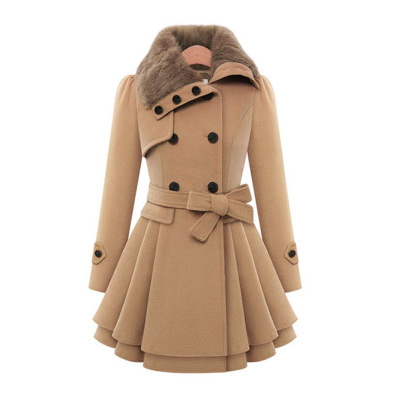 Nữ Mùa Đông Dài Mỏng Len Sherpa Áo Khoác Đôi Đệm Hàn Quốc Cashmere Phối Phong Cách Anh Hào