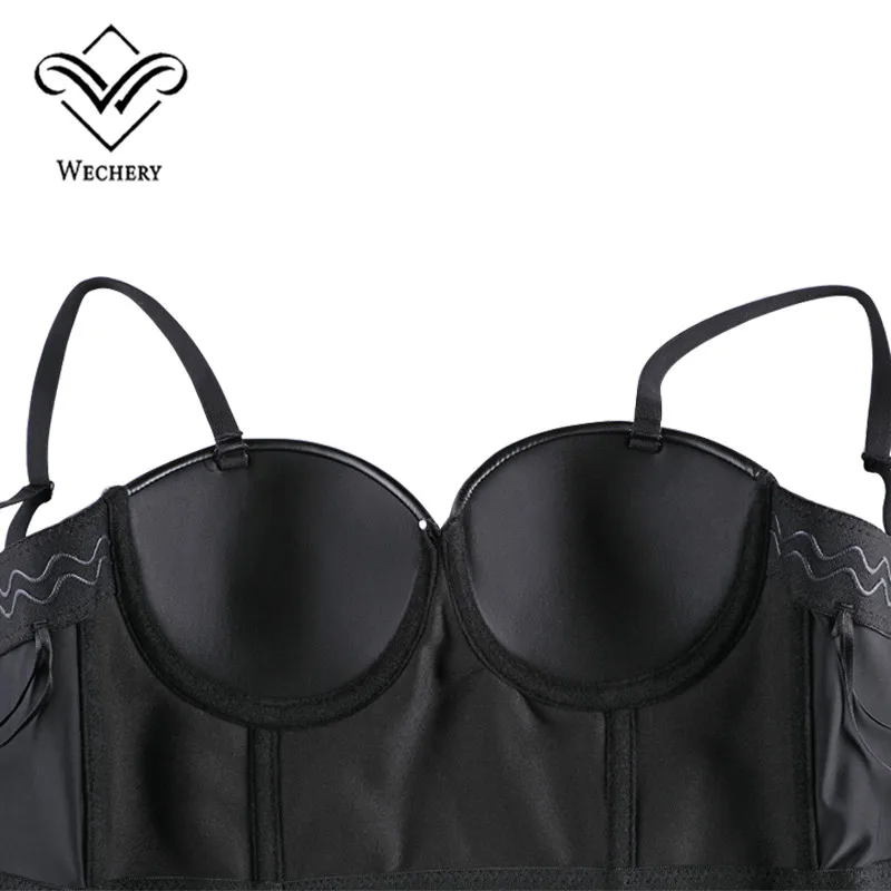 Wechery ผู้หญิงหนังรัดตัว Top Crop Bustier Gothic Bra Push Up Bodice ชุดชั้นในเซ็กซี่ Corselet Party สั้น Camis Plus ขนาด 6XL