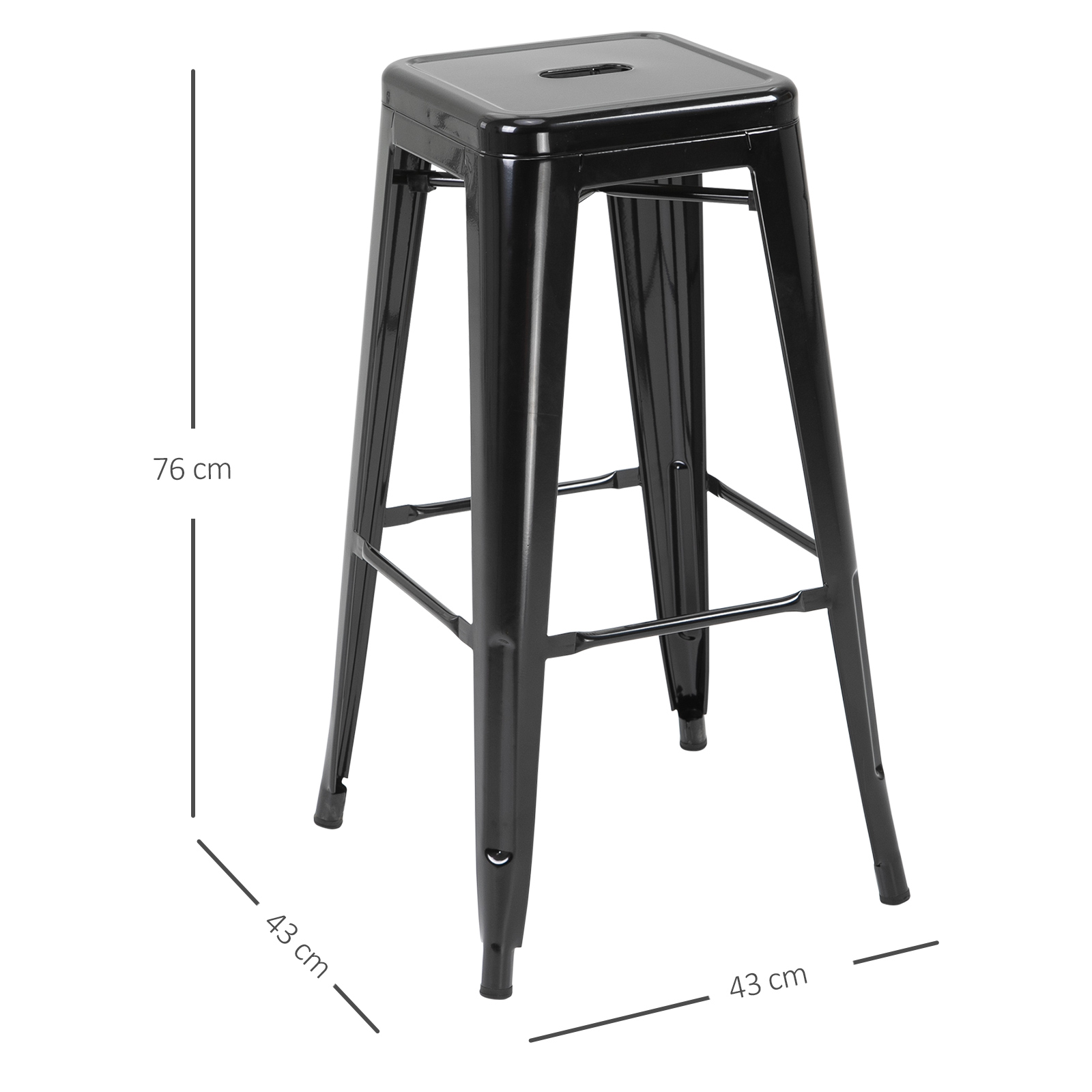HOMCOM Set de 4 Taburetes para Interior y Exterior Metálico de Estilo Industrial