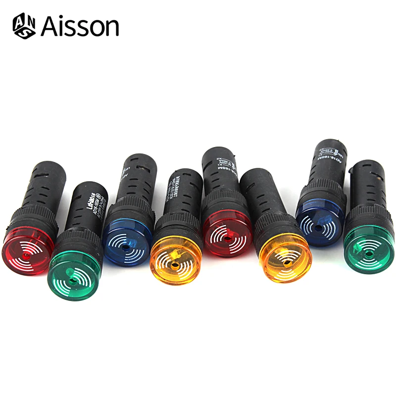 1 Máy Tính AD16-16SM 12V 24V 220V 16Mm Flash Đèn Tín Hiệu Đèn LED Hoạt Động Còi Bíp Báo Động Báo xanh Đỏ Vàng Xanh Dương