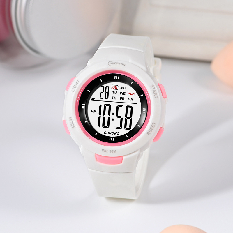 UTHAI CE49 reloj electrónico de moda para estudiantes, luminoso, resistente al agua, correa de PU, Pinhole