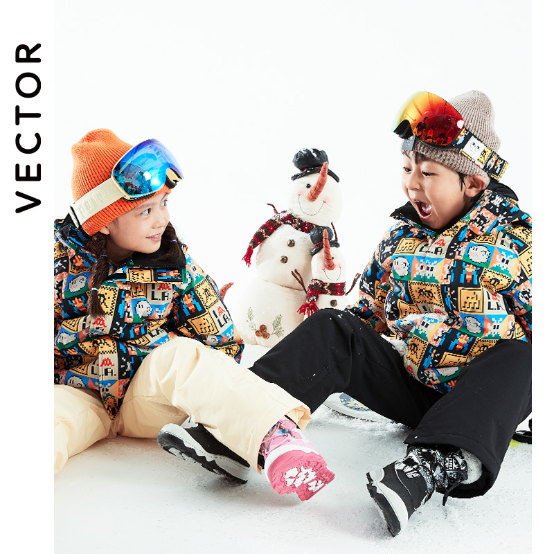 Vector-Big Spherical Ski Goggles para crianças, óculos de snowboard infantil, camadas duplas, UV400, magnético, meninas e meninos