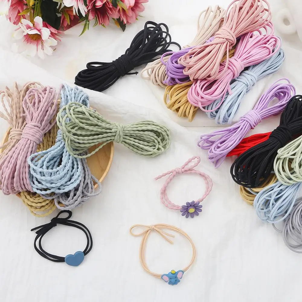 Conector Elástico de Borracha para DIY, Ferramenta de Cabeleireiro Preto e Branco, Colar Fivelas, Faixa de Cabelo, Tie Circle, Arco Fazer Jóias