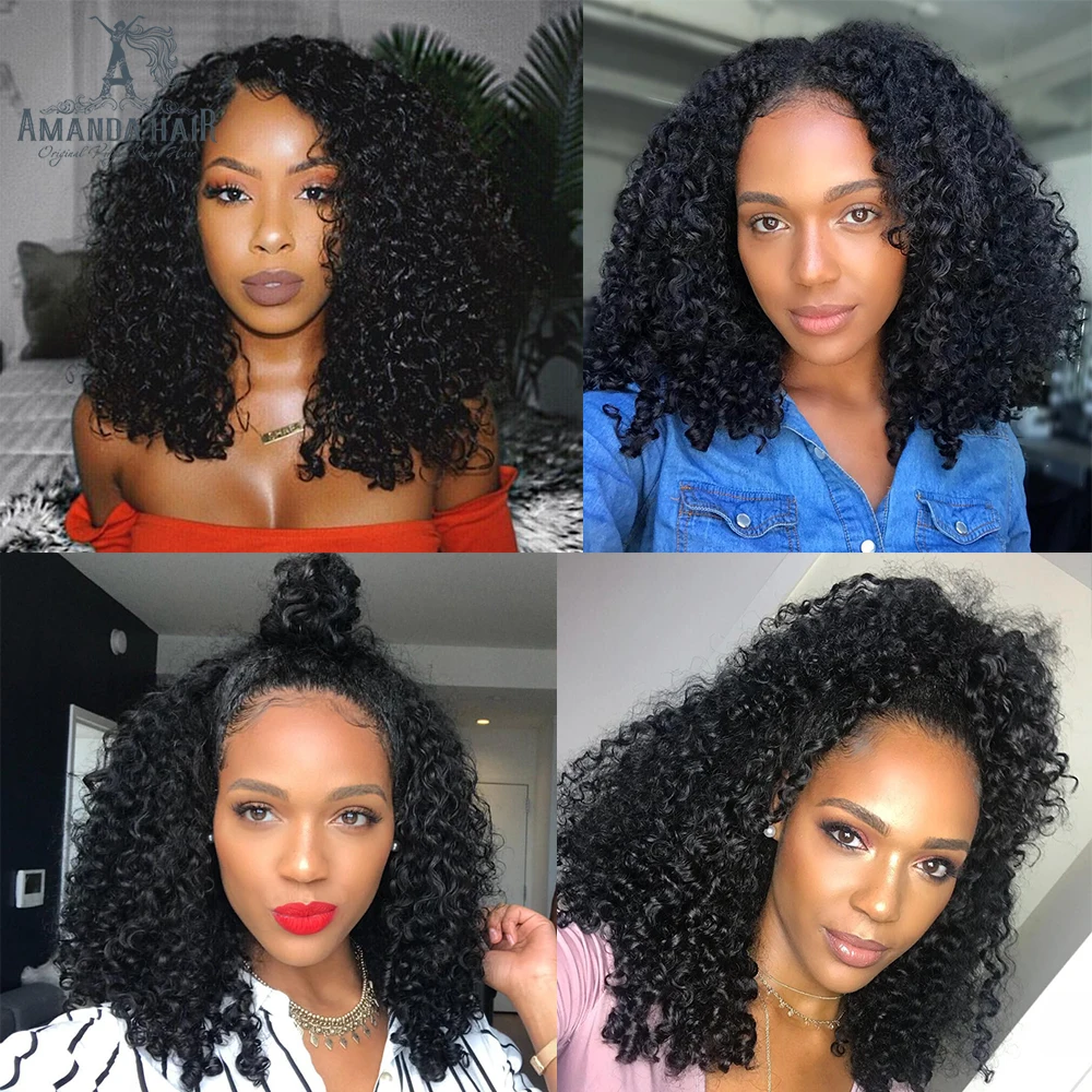 Amanda Funmi Pixie Xoăn Tóc Bó Với Khóa Đôi Vẽ Tóc Của Con Người Chưa Qua Chế Biến Trinh Nữ Brasil Tóc Kèm Đóng Cửa