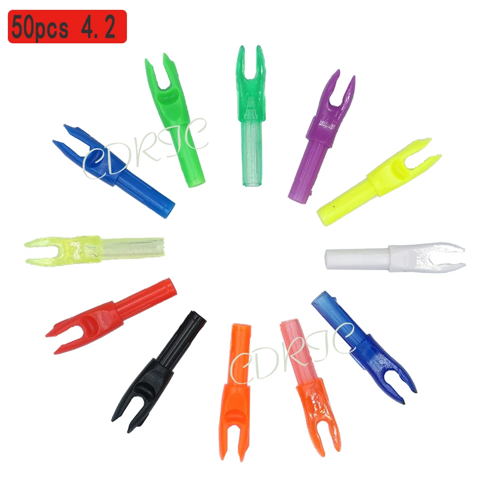 50 unids/lote insertar G nock ID 4,2mm tiro con arco flechas de fibra de vidrio de carbono encoches internos para ID 4,2mm eje de flecha para disparar DIY