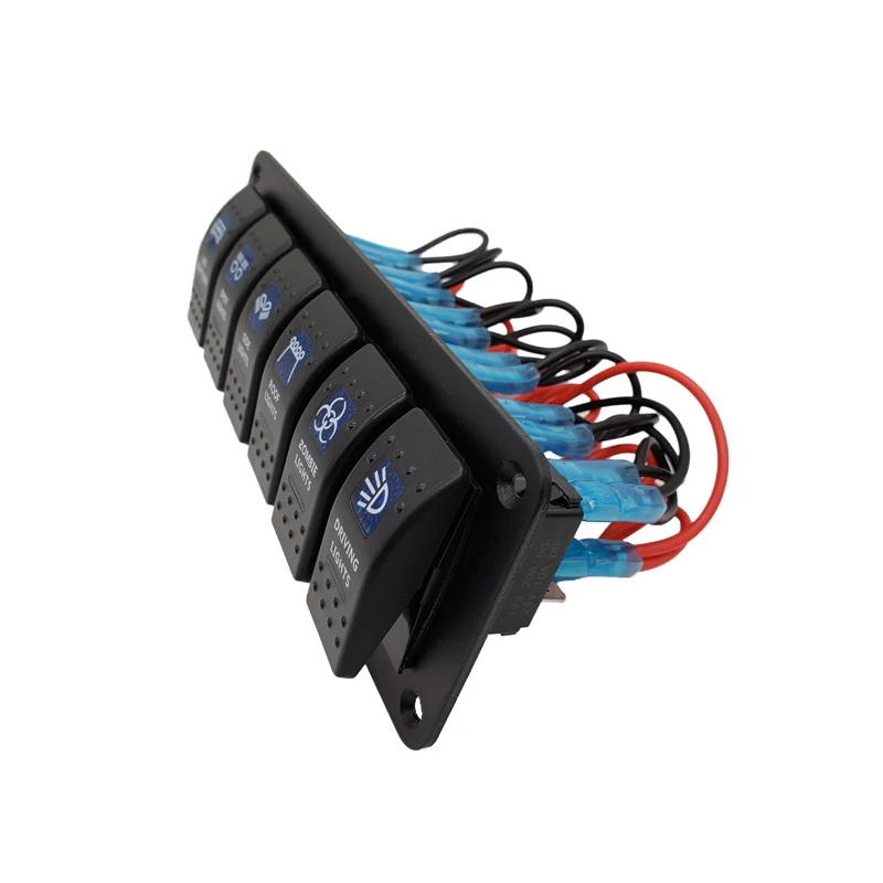 2 4 6 Panel de interruptor basculante de barco marino de doble LED para camión barco coche interruptor Panel encendedor zócalo interruptor