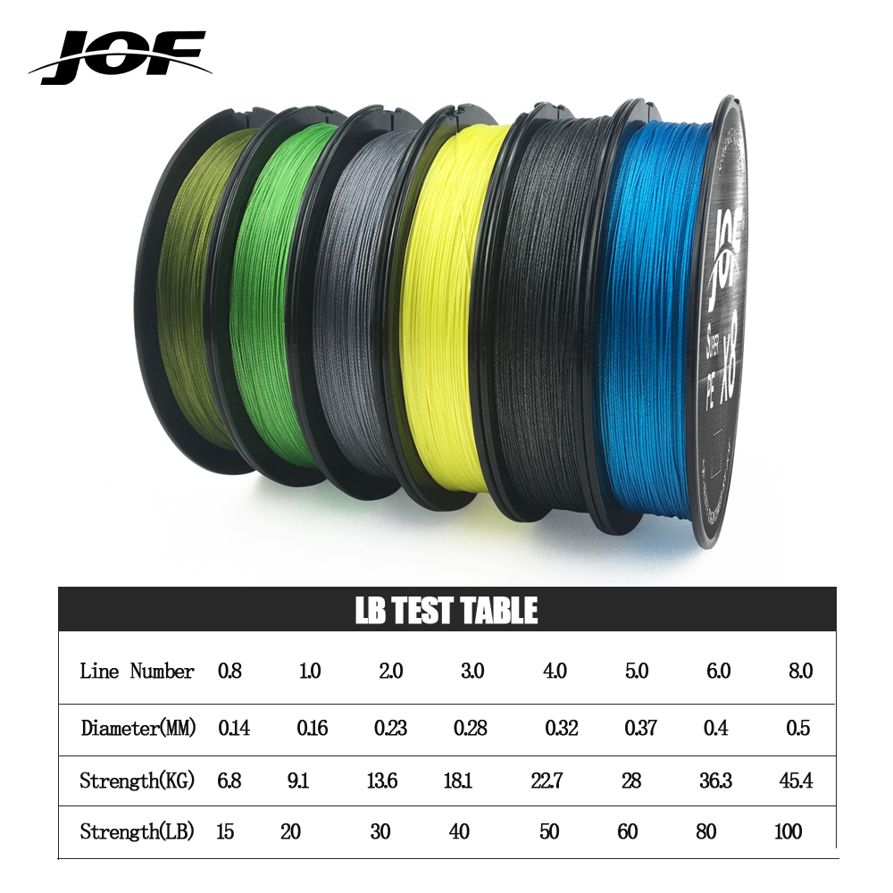Línea de pesca JOF de 8 hebras, 150M, 300M, 500M, línea de pesca multifilamento, accesorios de pesca, cable trenzado para pesca de carpa