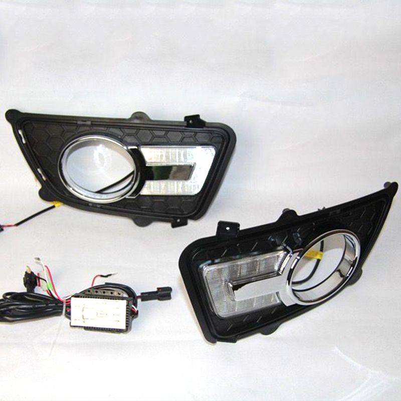 Lampu Siang Hari LED untuk Kia Sportage 2009 2010 Gaya Peredupan Relay Tahan Air ABS 12V LED Mobil Lampu Siang Hari 2 Buah