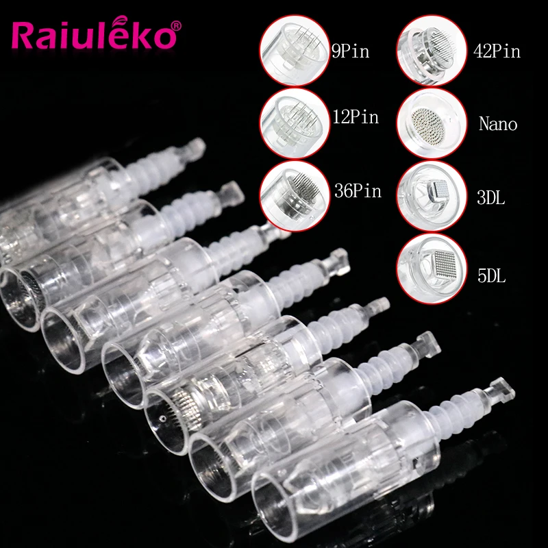 100/50/20/10 Cái Derma Bút Bằng Lưỡi Lê Vít Microneedling Hộp Mực Dr. Máy Imp Bút Micro Kim 9 Pin/12 Pin/36 Pin/3D/5D Nano MYM MTS