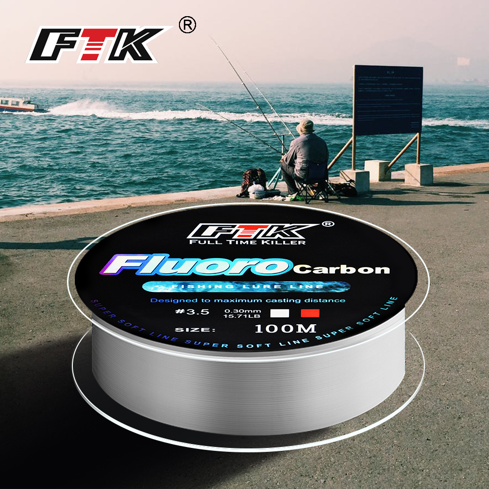FTK 100M 4.13-34.32LB Fluorocarbon Mồi Dụ Cá Dòng Sợi Carbon Lãnh Đạo Bay Dây Câu Cá Siêu Mềm Dòng Pesca