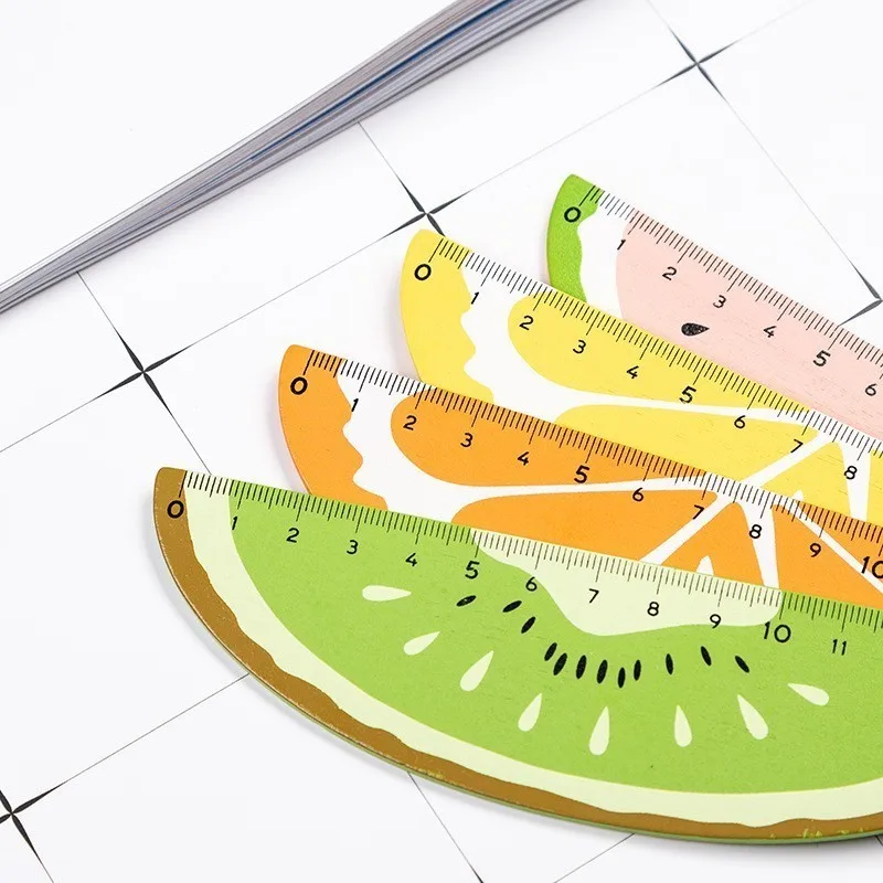 1 Stück niedliche kawaii Holz frucht gerade Lineal Messung Näh werkzeug Briefpapier Kiwi frucht Wassermelone Orange Zitrone Zeichnung