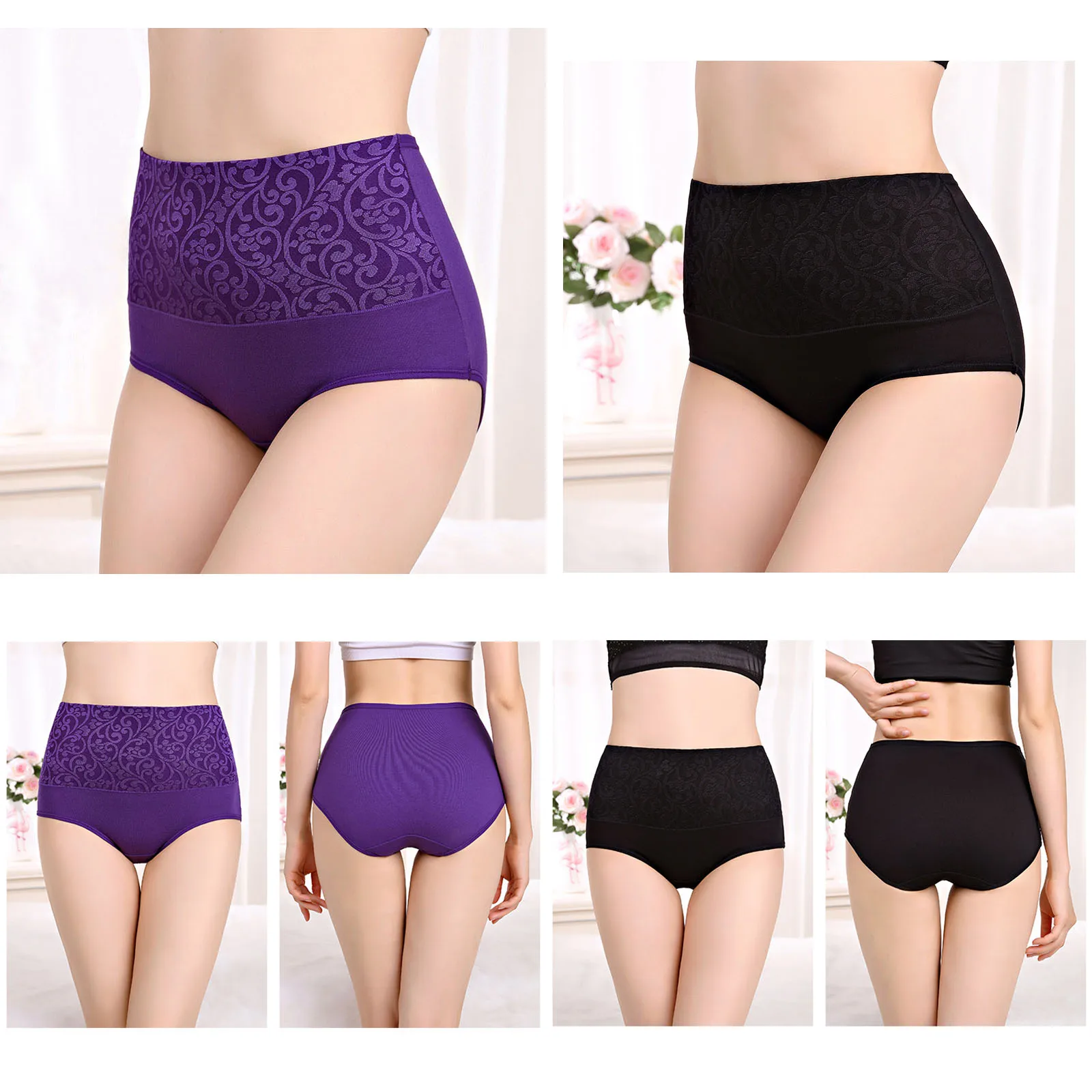 3Pcs กางเกงผ้าฝ้ายสำหรับผู้หญิง Plus ขนาดชุดชั้นในเอวท้องหญิงสาวหลังคลอดกางเกงผู้หญิง