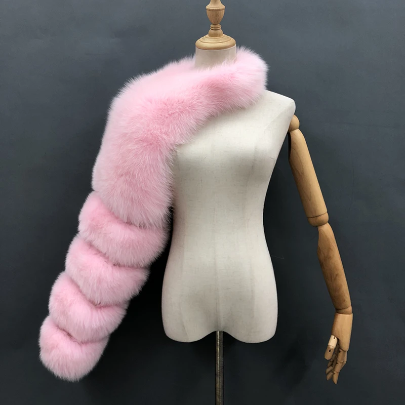 Pelz Ärmel Frauen Mode Luxus Echt fuchs Pelzmantel Einarm Neuankömmling