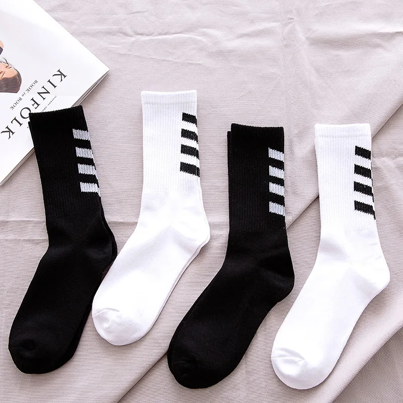 Thời Trang Mới Cotton Sọc Đen Trắng Thủy Thủ Đoàn Tất Vớ Nam Thể Thao Cao Cấp Ván Trượt Blaze Đường Dài Happy Sox Nam Calcetines Soks