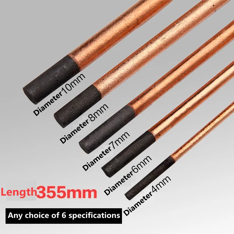 5 Cái Không Khí Carbon Vòng Cung Gouging Thanh Đồng Tròn Than Chì Điện Cực Cần Cho DC Khí Gouging Súng Điện Cực Carbon Cần 4-10Mm