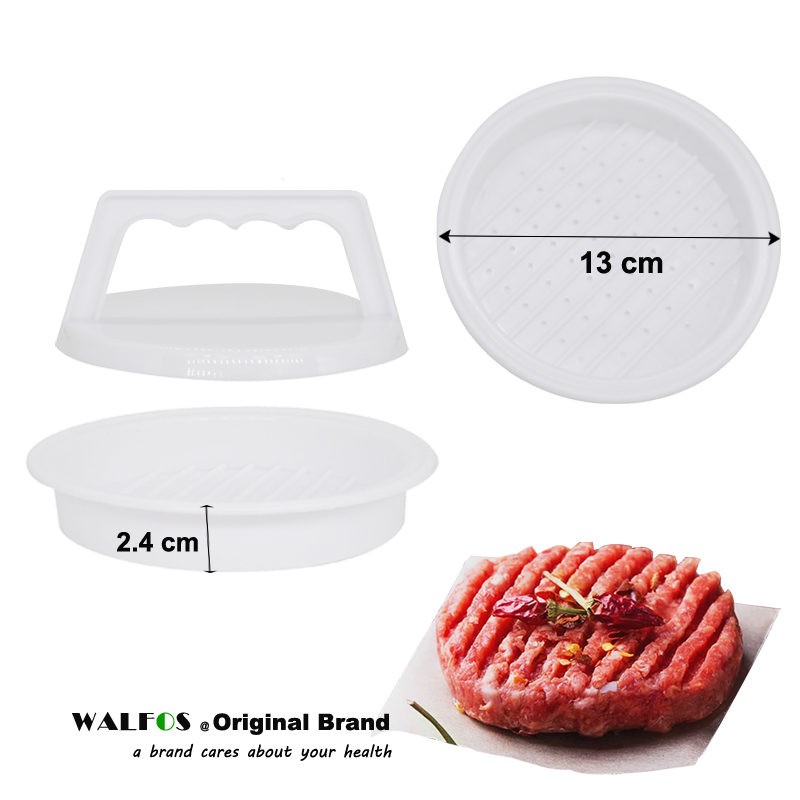 WALFOS 1 Set Alat Tekan Daging Hamburger DIY Pembuat Daging Burger Cetakan Pembuat Burger Plastik Kualitas Makanan Pembuat Burger Penekan Hamburger