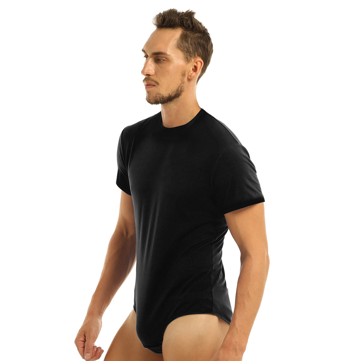 Männer Kurzarm Body Einteilige Nachtwäsche Presse Schritt Solide Trikot Dessous Strampler Pyjamas Nachtwäsche Loungewear Homewear
