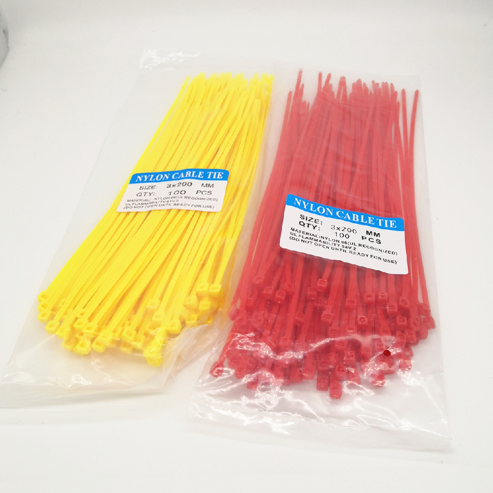 黒と白のプラスチック製buleワイヤー,100個,赤,黄,緑,自己保持,ジッパー,ケーブル