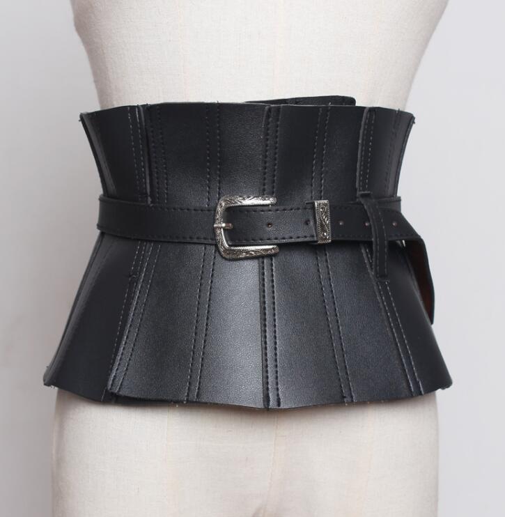 Fajas de piel sintética para mujer, fajas ajustadas a la moda, corsés para vestido femenino, cinturón ancho de decoración, R1762