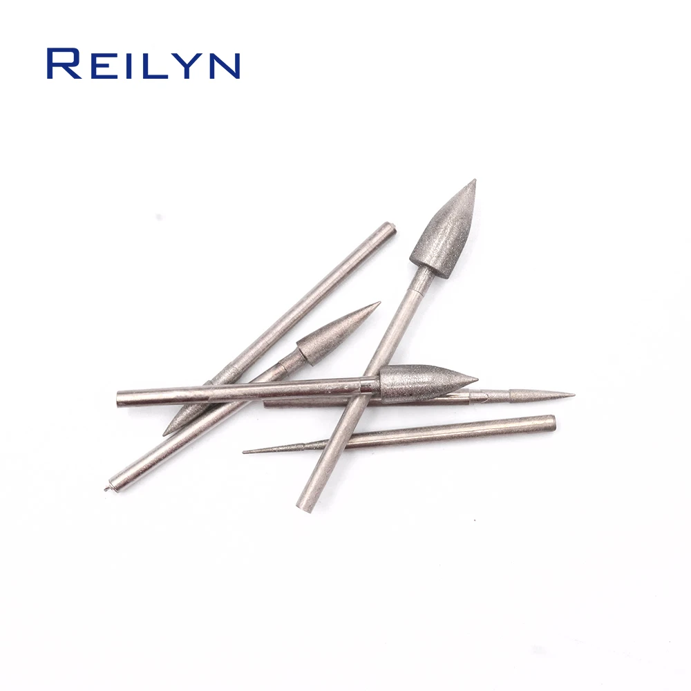 8pc Grit 400#  2.35mm Bit Size 1-6mm Diamond Grinding Burr Abrasive Bits Jade Diamond Polishing BitsTeeth Grinding Needle
