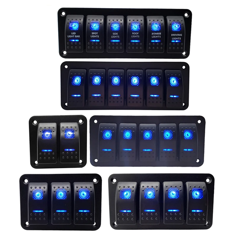 2 4 6 Panel de interruptor basculante de barco marino de doble LED para camión barco coche interruptor Panel encendedor zócalo interruptor