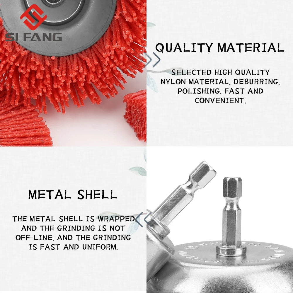 Nylon Cốc Đựng Bàn Chải Mài Mòn Dây Bánh Bàn Chải Cho Máy Khoan Xoay Dụng Cụ Đánh Bóng Gỗ Deburring Vệ Sinh Làm Sạch Nội Thất 1/4 "Vít
