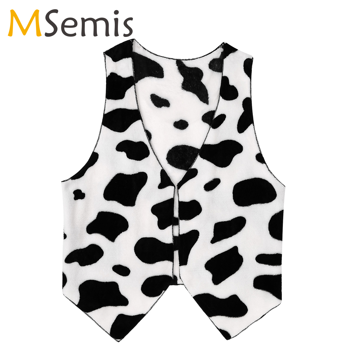 Chaleco para adulto con estampado de vaca para hombre, disfraz de Navidad para Festival, chaleco corto de franela con frente abierto sin mangas, chaleco de disfraz Hippie Vintage