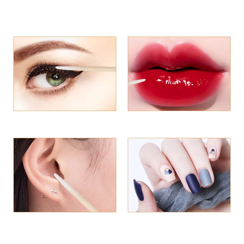 ทิ้งขนาดเล็กผ้าฝ้าย Swab 100pcs Lint ฟรี Micro แปรงไม้ Cotton Buds Swabs Eyelash EXTENSION กาวถอดเครื่องมือ