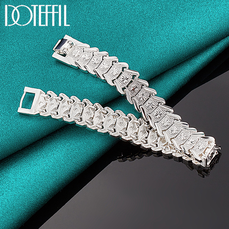 DOTEFFIL-pulsera ancha de Plata de Ley 925, cadena para mujer y hombre, joyería de moda para fiesta de compromiso y boda