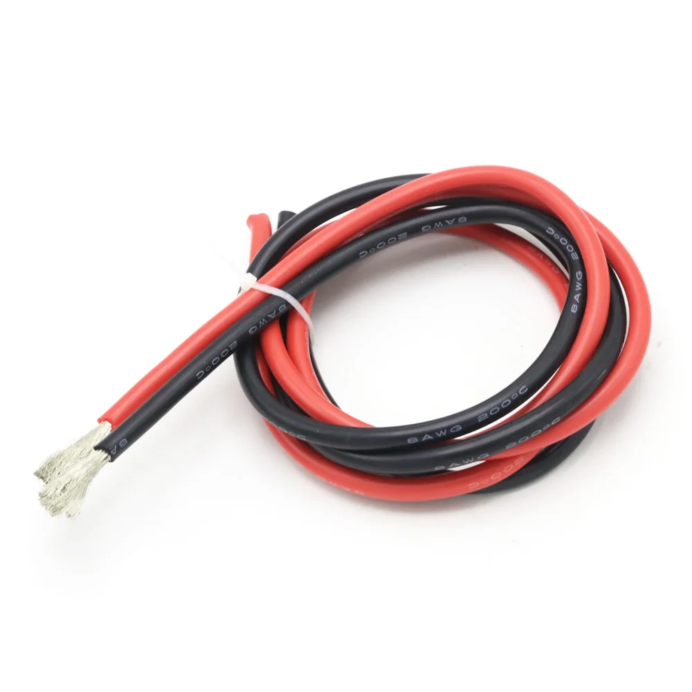 2 meter siliconendraad 8 10 12 14 16 18 20 22AWG hittebestendige zachte siliconen silicagel draadkabel (1 meter rood + 1 meter zwart)