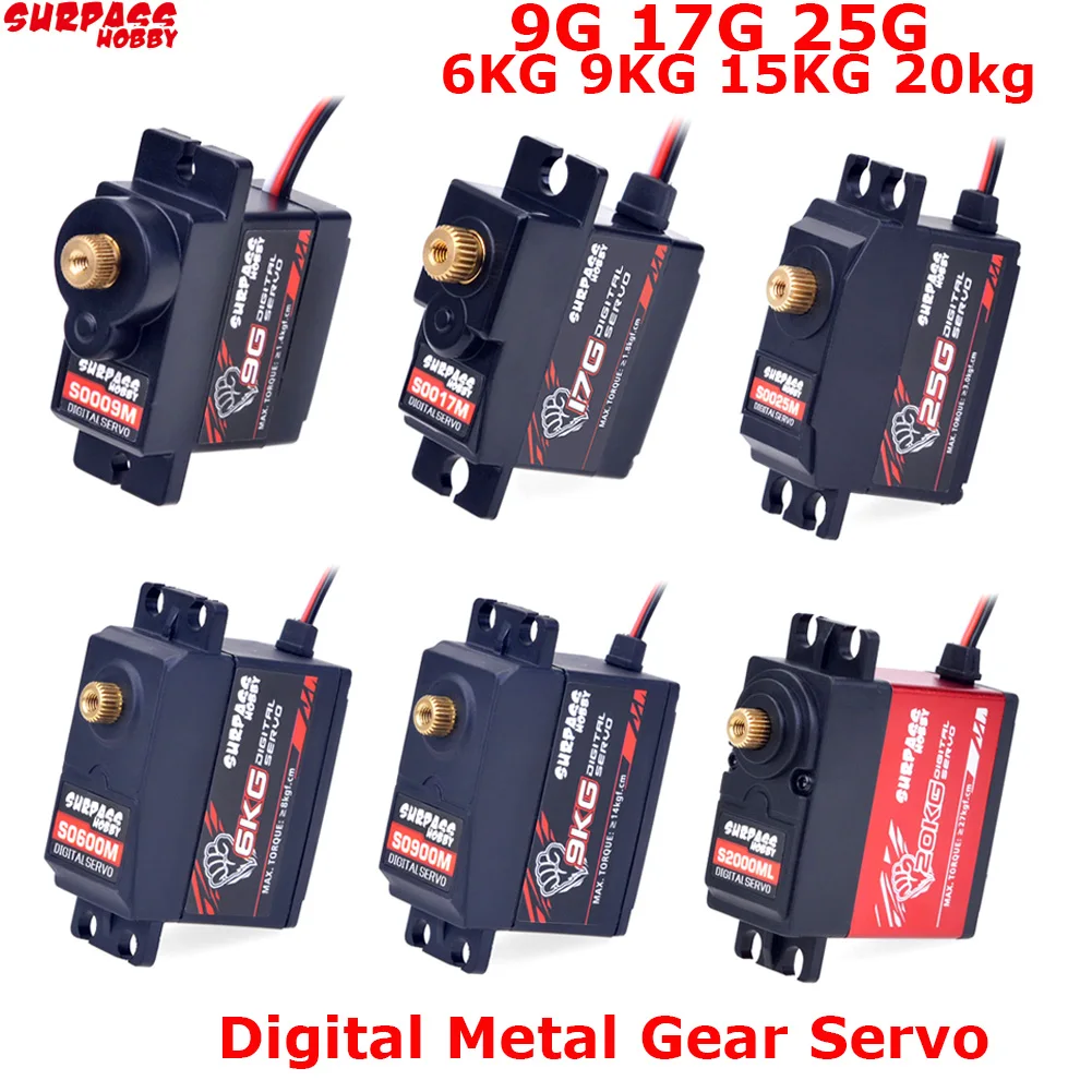 SURPASS Hobby Digital Servo 9G 17G 25G 6KG 9KG 15KG 20kg เกียร์โลหะ Servo สําหรับ 1/8 1/10 RC รถเรือท่อเครื่องบินเครื่องบินหุ่นยนต์