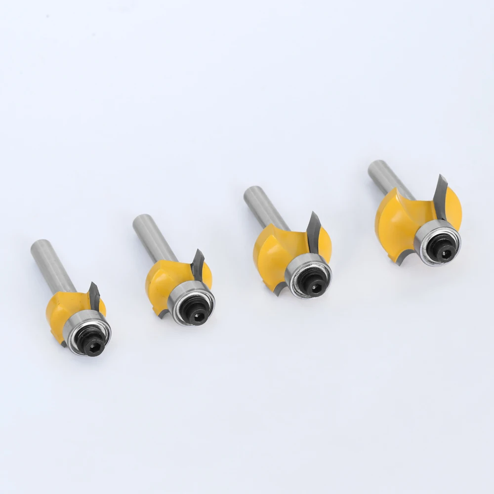LAVIE 4 pcs set 6mm or 1/4" Shank Small Corner Round Router Bit For Wood Edging Woodworking Mill Classical Cutter Bit For Wood