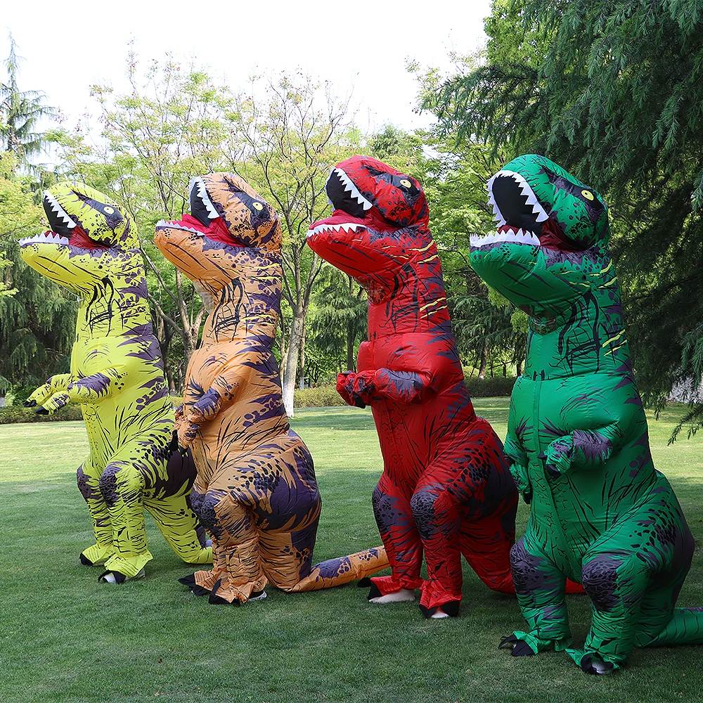 T-rex-インフレータブル恐竜の変装,子供と大人のためのダンスのためのパーティー服,ハロウィーン