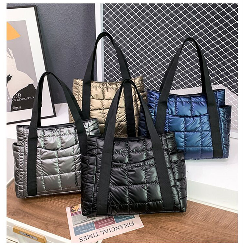 Vento Marea-Bolsa de ombro acolchoada de grande capacidade para mulheres, bolsa preta de nylon, bolsa quente, design sólido, algodão, espaço, inverno, 2021