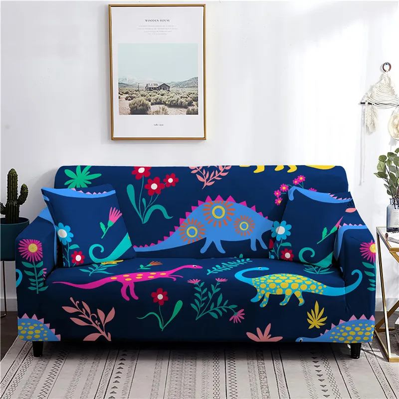 Sarung Sofa Pelindung Kursi Dekorasi Sofa Cetak Dinosaurus 3d Mewah Ruang Tamu Sarung Sofa Elastis Penutup Sofa 1-4 Tempat Duduk