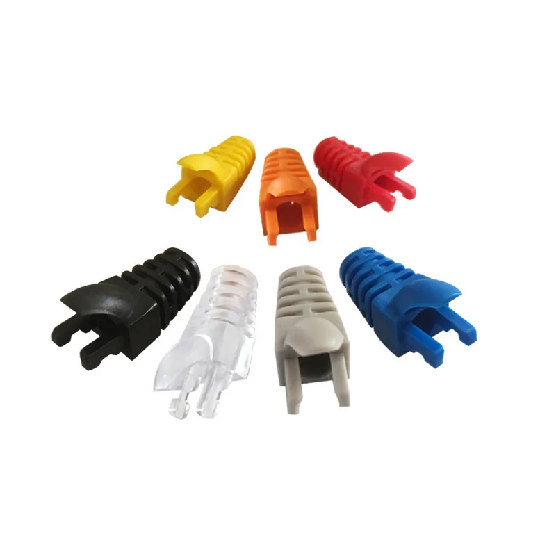 OULLX RJ-45 CAT6 CAT5e Крышка адаптера Сетевой кабель Ethernet Разъем Разъемы RJ45 Колпачки Cat 5 CAT6 Защитный рукав Разноцветный