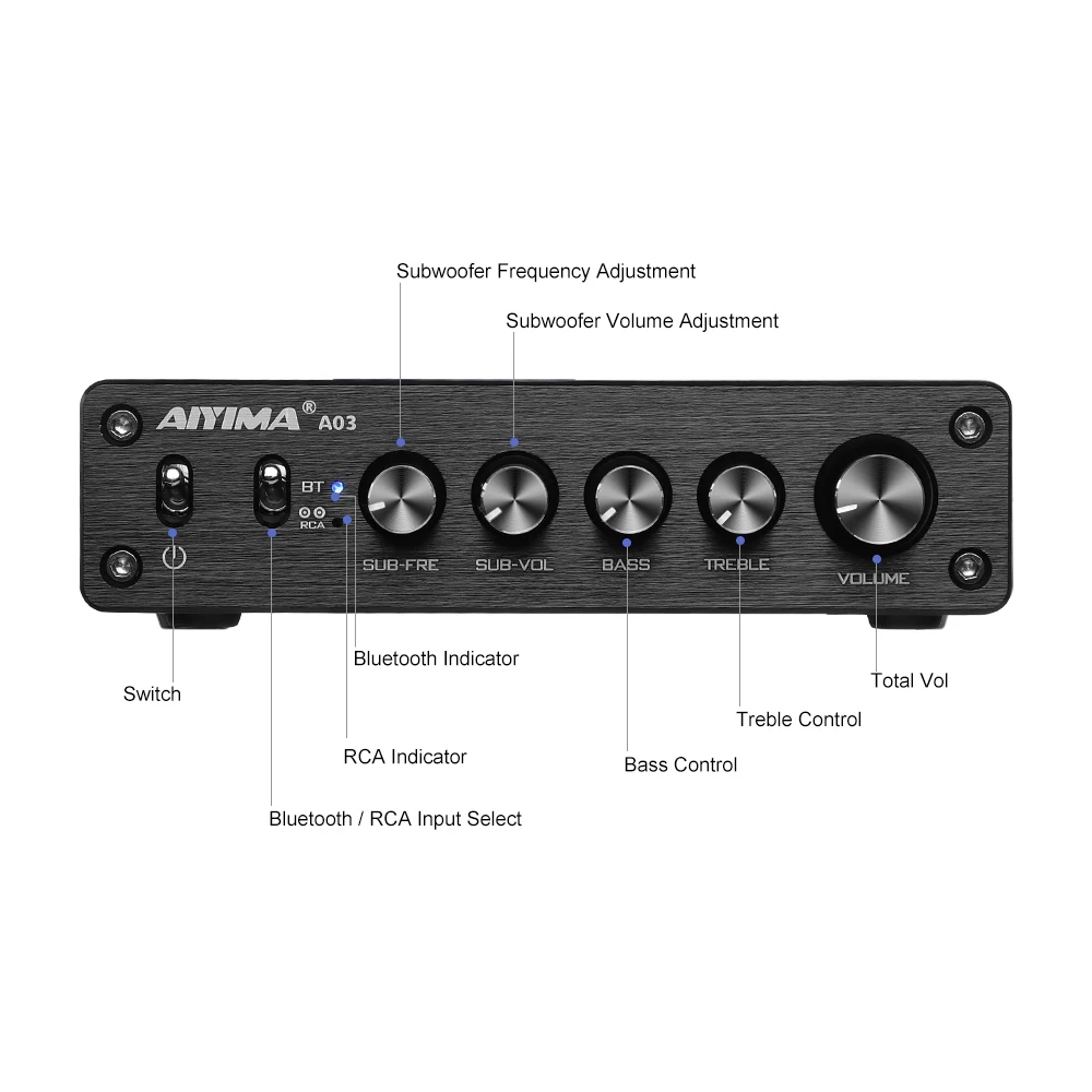 AIYIMA TPA3116 Subwoofer Bluetooth Verstärker HiFi TPA3116D2 2,1 Digital Audio Power Verstärker 50Wx2 + 100W Sound Amplificador A03