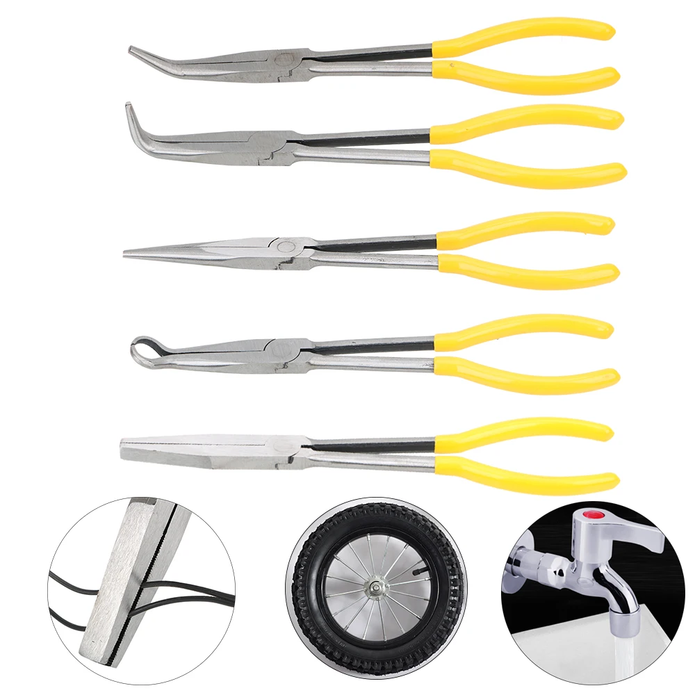 DIY คีมจมูกยาวพิเศษตรง Bent TIP อุปกรณ์ช่างเครื่องมือกําจัด Spanner คลิป Auto Care Kit รถอุปกรณ์เสริม