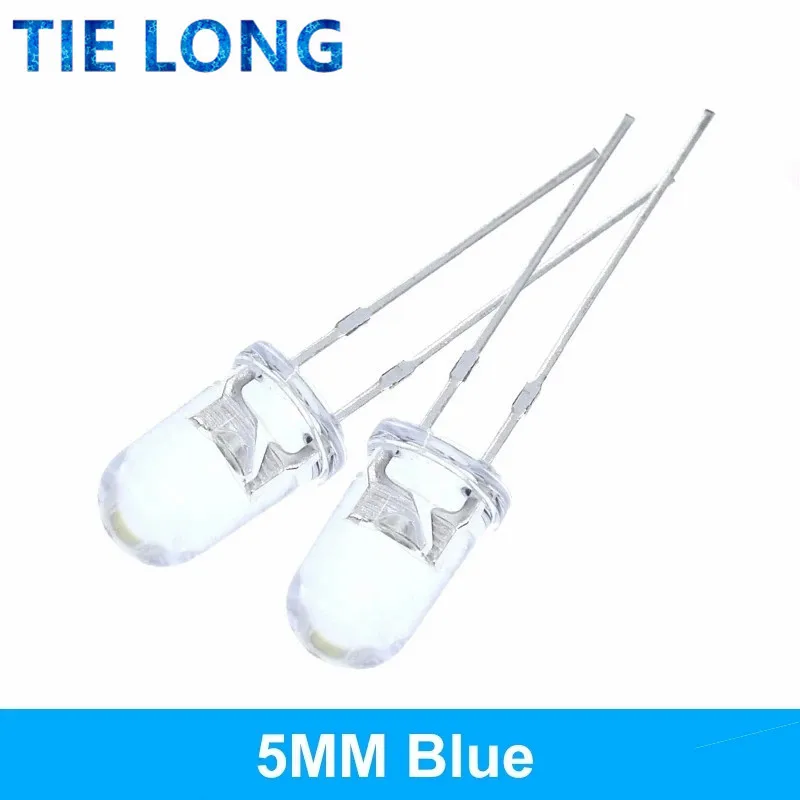 100 pz di Alta qualità Trasparente Rotondo 5mm Super Bright Acqua Trasparente Verde Rosso Bianco Giallo Blu Lampadine LED Diodo Emettitore