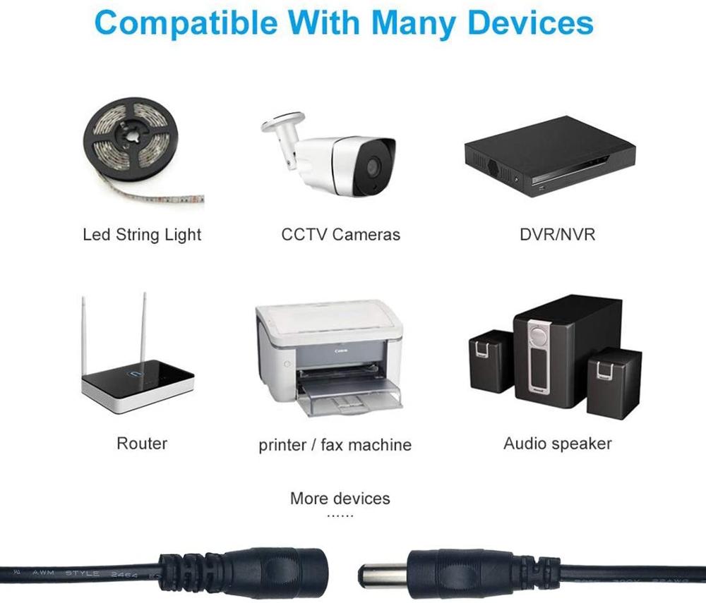 DC 12V Adapter Cáp Nối Dài 5.5*2.1Mm Nam Nữ Dây Nguồn Kéo Dài Dây 1M 2M 3M 5M 10M Dùng Cho Camera Quan Sát Router