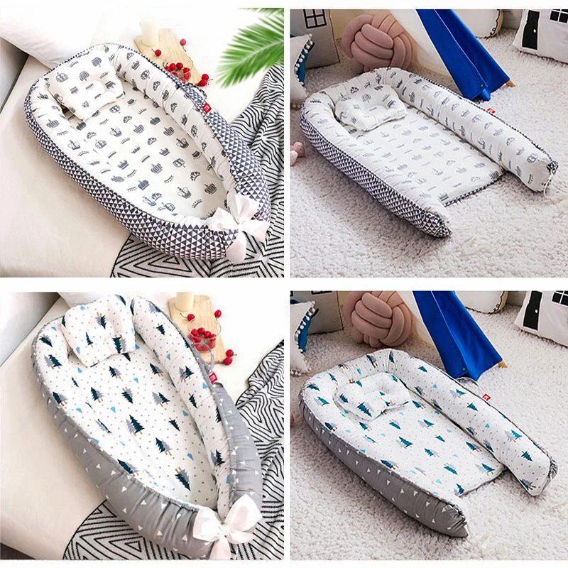 Cotton Tổ Bassinet Cau Ca Tro Choi Tre Cũi Cho Bé Giường Di Động Bassinet Du Lịch Giường Bassinet Ốp Lưng Với Gối Di Động Cũi